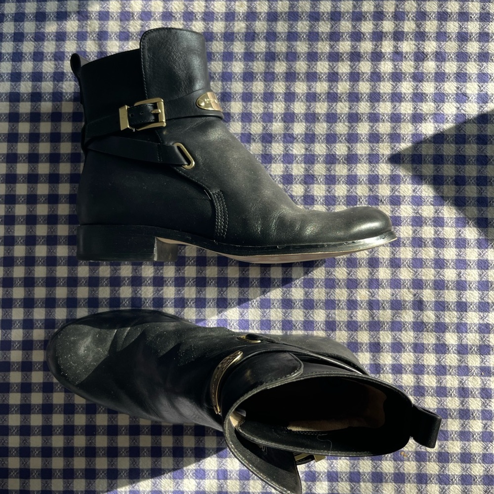 Leather Michael Kors Black Boots with Gold Hardware Size 6 1/2